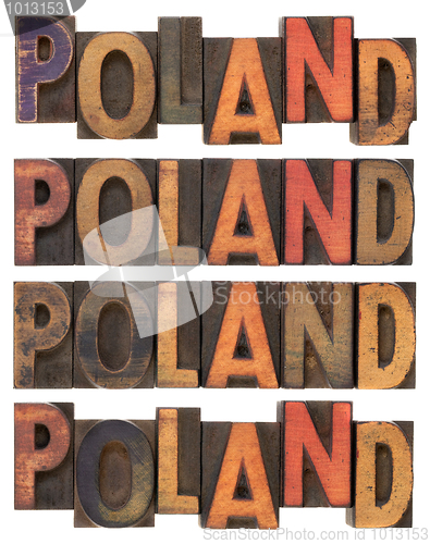 Image of Poland in vintage wooden type