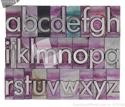 Image of alphabet in metal letterpress type