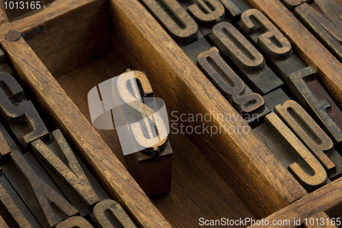 Image of dollar - vintage letterpress wooden type