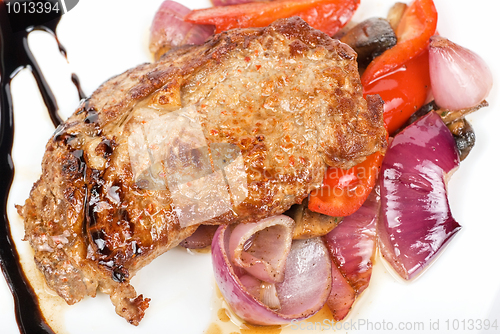 Image of beef steak with vegetable