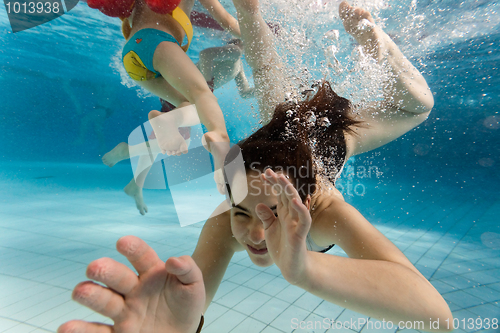 Image of Children swimming underwater