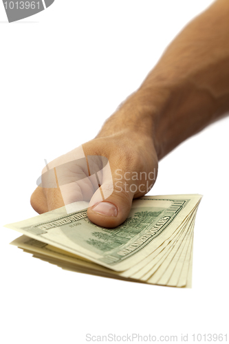 Image of Pack of dollars in the men's hand