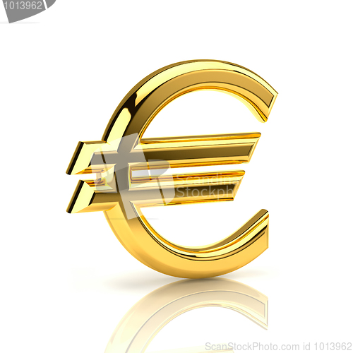 Image of Golden euro sign on white