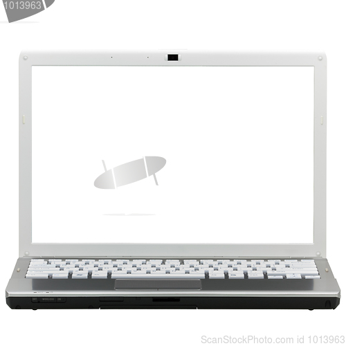 Image of Laptop in front isolated with clipping path over white backgroun