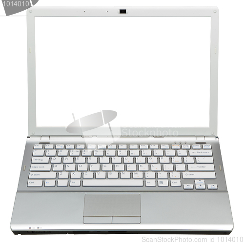 Image of Laptop in front isolated with clipping path over white backgroun