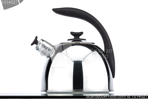 Image of Chrome teapot on a white background