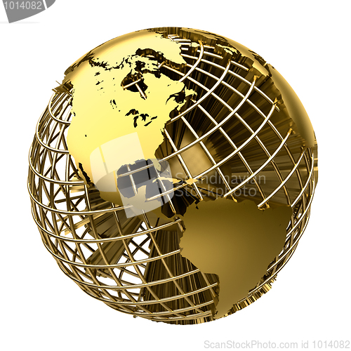 Image of Stylized golden model of the Earth