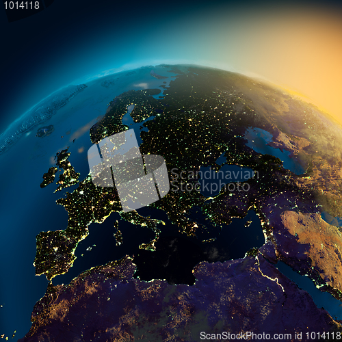 Image of Night view of Europe from the satellite