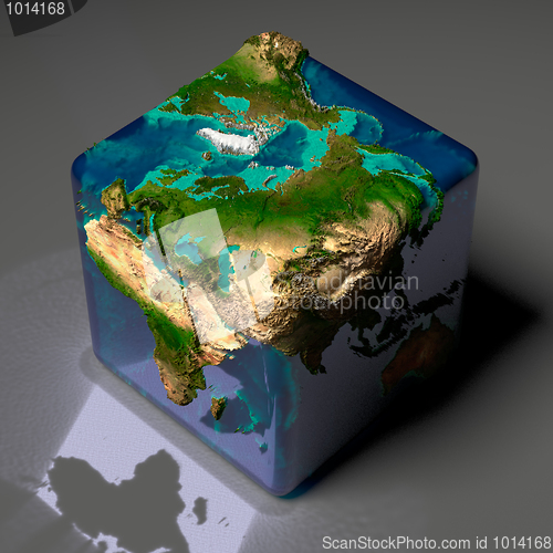 Image of Cubic Earth with translucent ocean