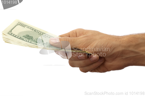 Image of Pack of dollars in the men's hand