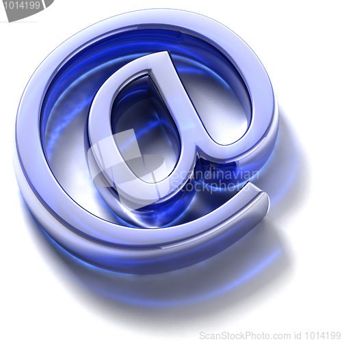 Image of Email sign. Blue glass