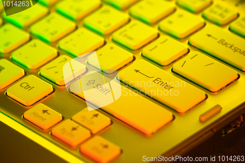 Image of Keyboard of an open notebook. Closeup