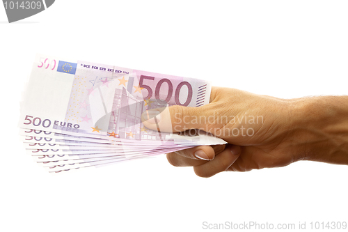 Image of Euro banknotes in the men's hand