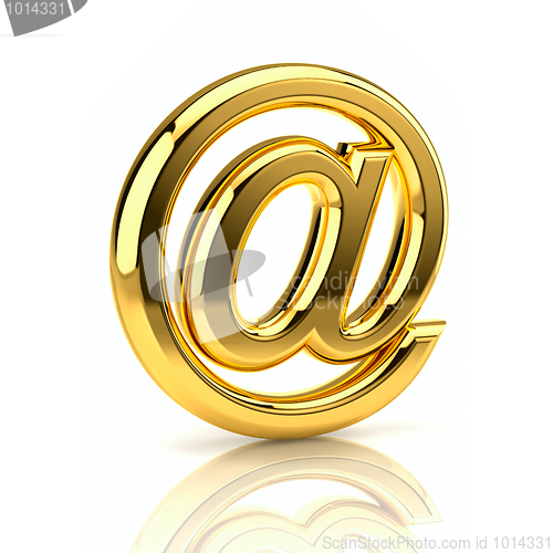 Image of Golden email sign. Isolated on white