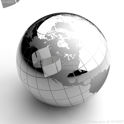 Image of Chrome Globe on white background 