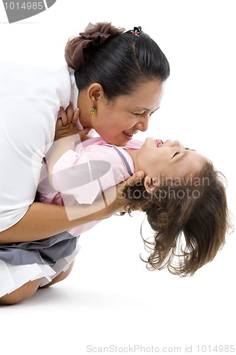 Image of mother and daughter havin fun