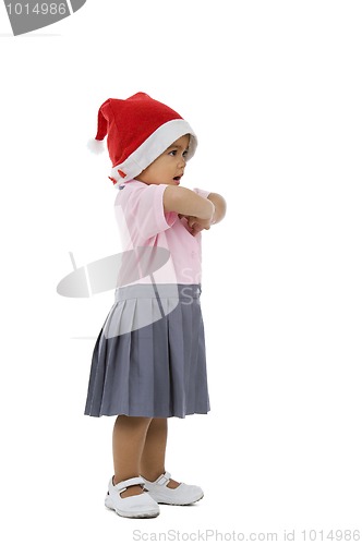 Image of cute girl with santa hat