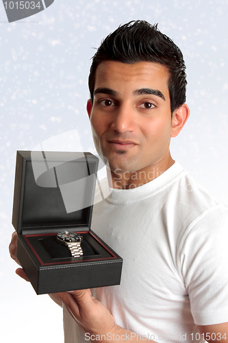 Image of Man holding box product