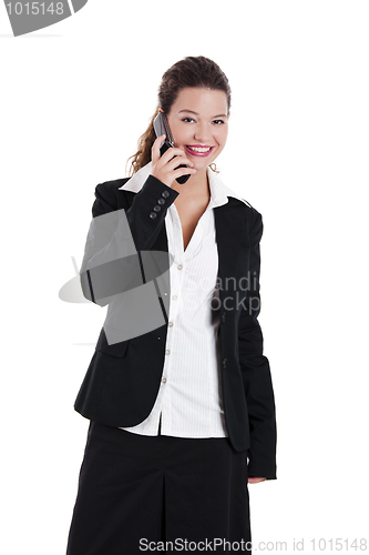 Image of Businesswoman talking on phone