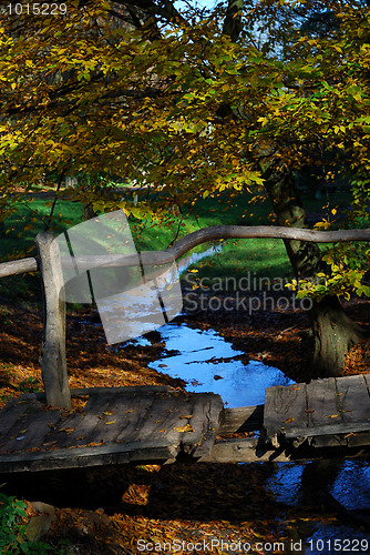 Image of Wooden bridge and stream