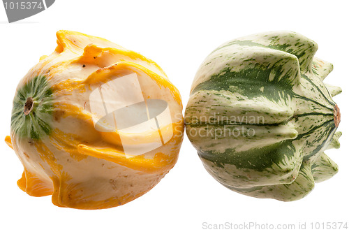 Image of Colourful pumpkins isolated on white background.
