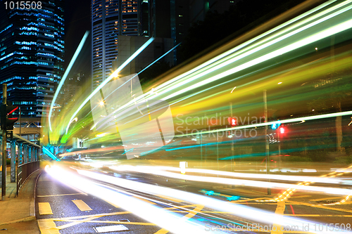Image of traffic in city at night