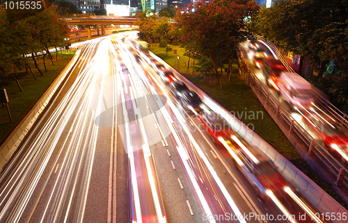 Image of Night traffic in busy city
