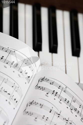 Image of music sheet and piano