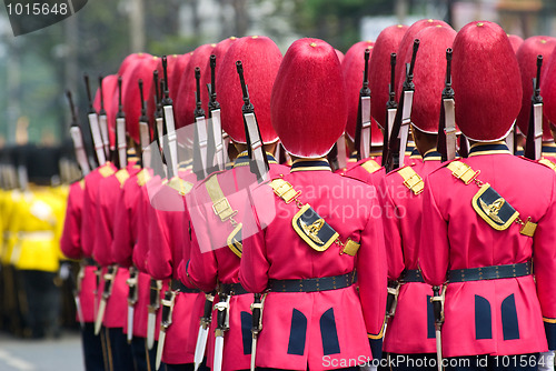 Image of Armed Thai soldiers in parade uniforms