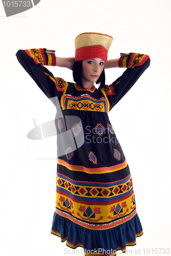 Image of Portrait of a young beautiful brunette in Asian style 