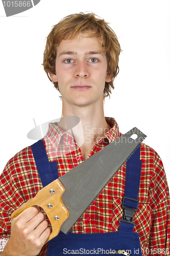 Image of Carpenter with handsaw