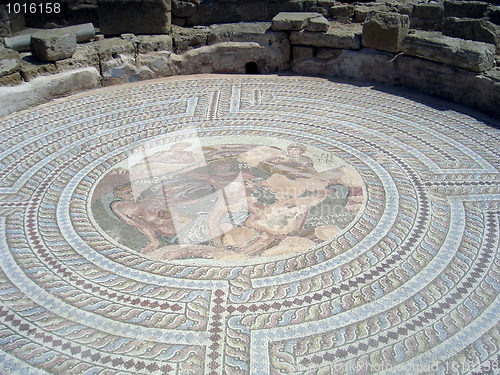 Image of mosaic painting in paphos archeological site