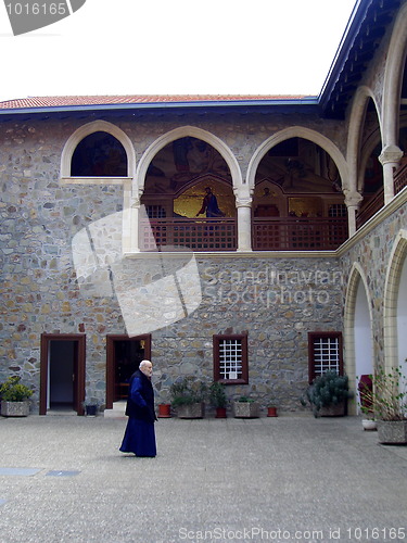 Image of monk at kykkos monastery in Troodos mountains