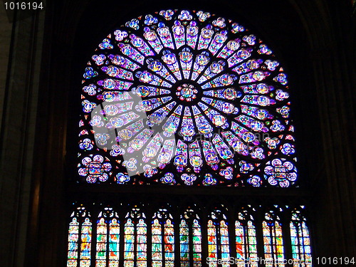 Image of Rose stained glass window of Notre Dame du Paris