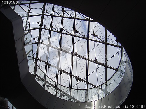 Image of Louvre Museum view through the staircase