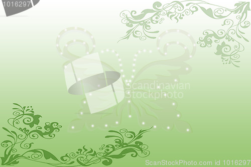 Image of Abstract background of green and butterfly