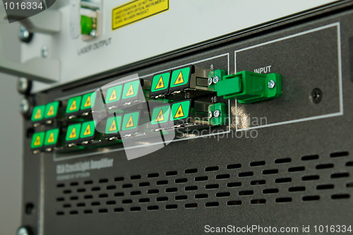 Image of SC fiber optic adapters covered against high optical power