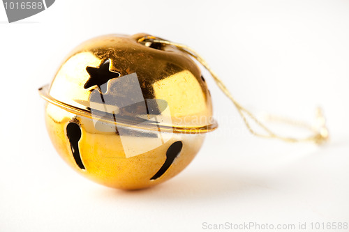 Image of Golden Christmas bauble on white