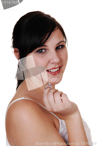 Image of Girl with engagement ring.