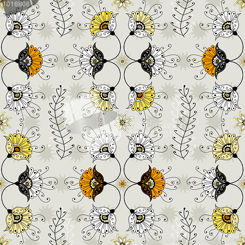 Image of Seamless grey floral pattern