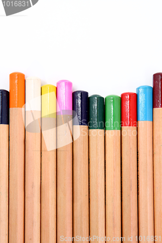 Image of Colour pencils isolated on white background close up 
