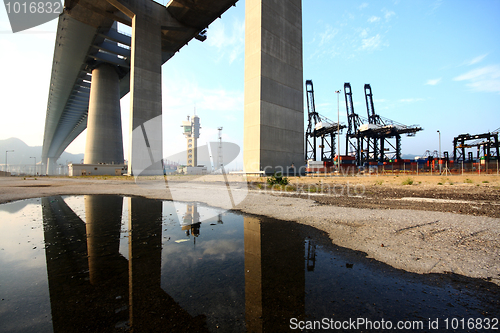 Image of huge bridge near the container station