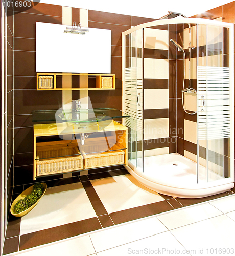 Image of Brown bathroom shower