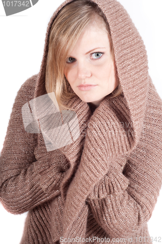 Image of Beautiful woman in cardigan