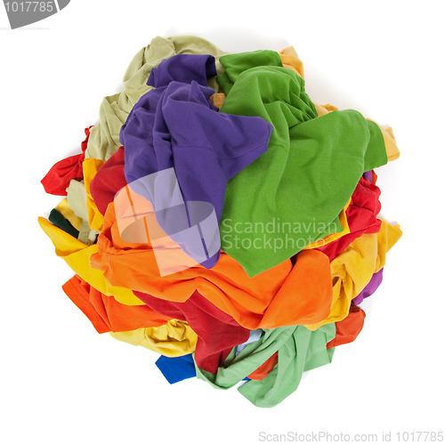 Image of Heap of colorful clothes from above