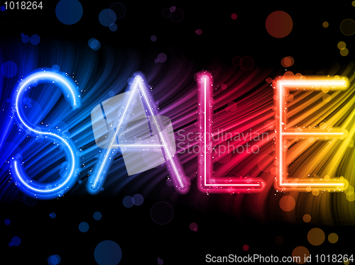 Image of Sale Word Abstract Colorful Waves on Black Background