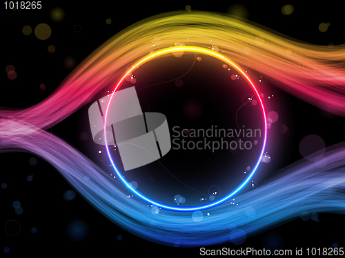 Image of Rainbow Circle Border with Sparkles and Swirls.