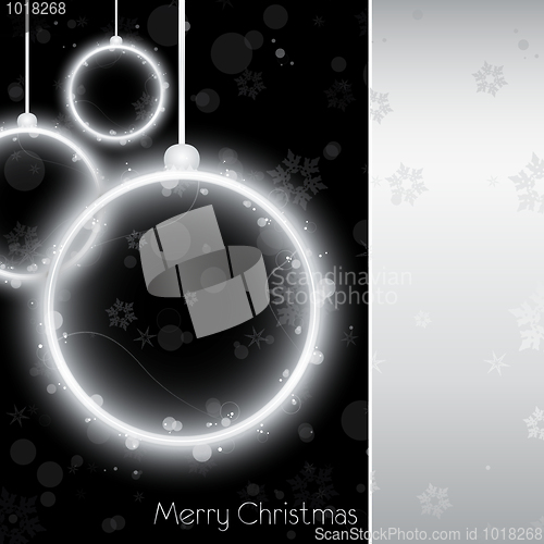 Image of Silver Neon Christmas Ball Card on Black Background