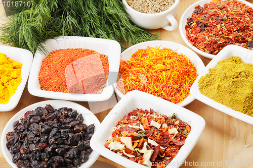 Image of Spices on wood