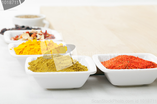 Image of Spices at wooden board